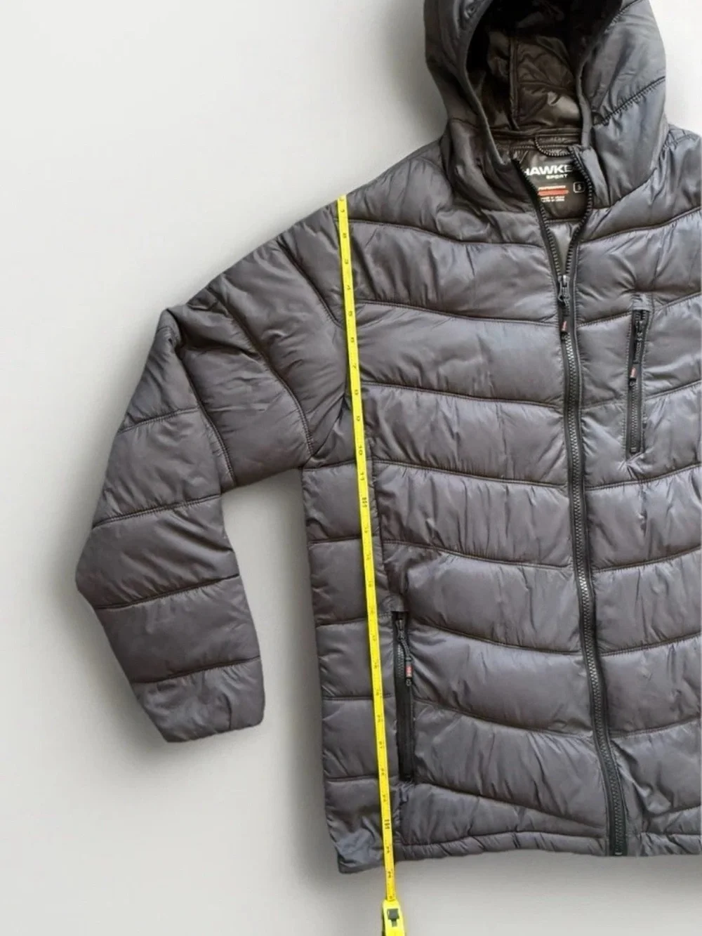 Hawke & Co Men’s S Hooded Quilted Lightweight Puffer Jacket Charcoal Gray EUC